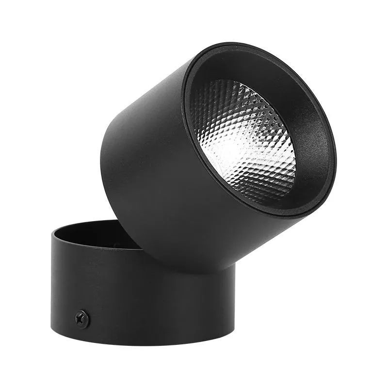 Aplica LED Techstar® AP, Putere 15W, Culoare Lumina 6500K, Diametru 8.7cm, CRI 80+, Corp Aluminiu, Reglabil 90°, Negru