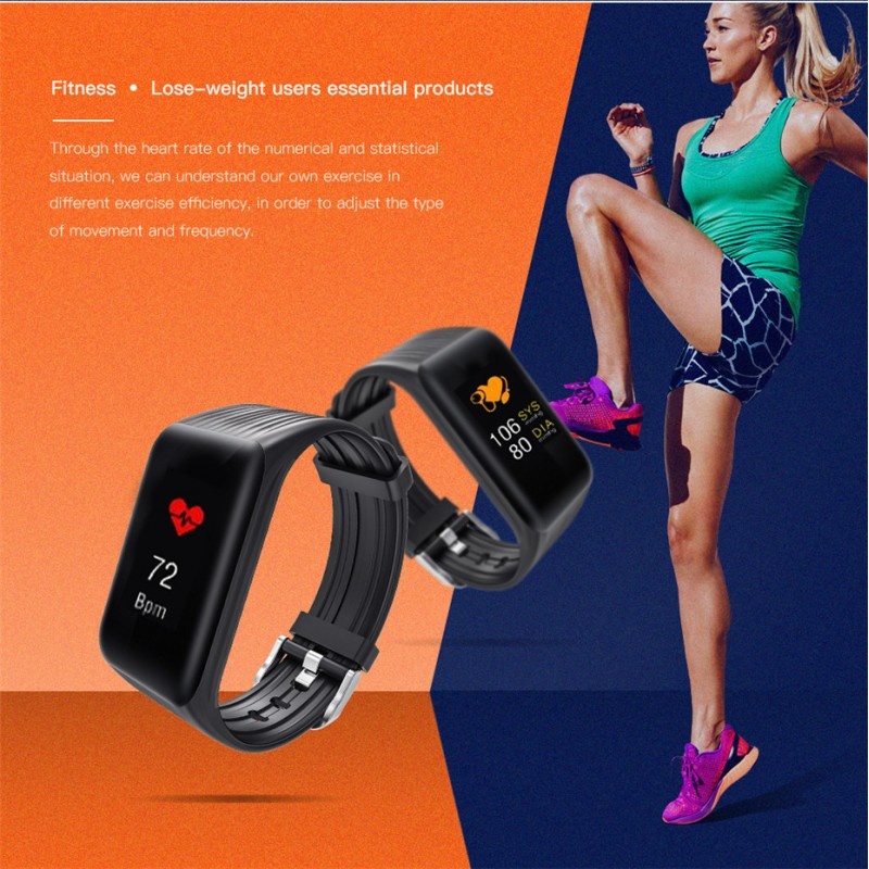 Bratara Fitness Techstar® K1 Albastru, 0.66 inch OLED, Alerte, Social Media, Monitorizare Cardiaca, IP65, Bluetooth 4.0 - 2 | YEO