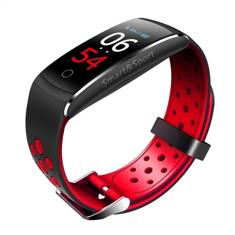 Bratara Fitness Techstar® Q8S Rosu, 0.96 inch IPS, Alerte, Monitorizare Cardiaca, Tensiune, Oxigenare, Bluetooth 4.0 - 1 | YEO