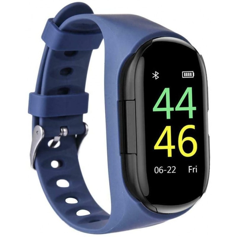 Bratara Smart Fitness cu Casti Bluetooth InEar Techstar® M1 Bluetooth 5.0, HD TFT, Incarcare USB, Greutate 36g, Control Touch, Incarcare Magnetica, Albastru