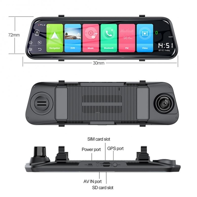 Camera Auto Dubla Tip Oglinda Techstar® Z9 Plus, Android 8.1, 4G
