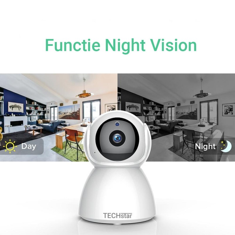 Camera Supraveghere Techstar® V380 Q8C, Full HD+, Night Vision, Detectare Miscare, MicroSD Card, Conexiune Hotspot Wireless, Port LAN - 3 | YEO