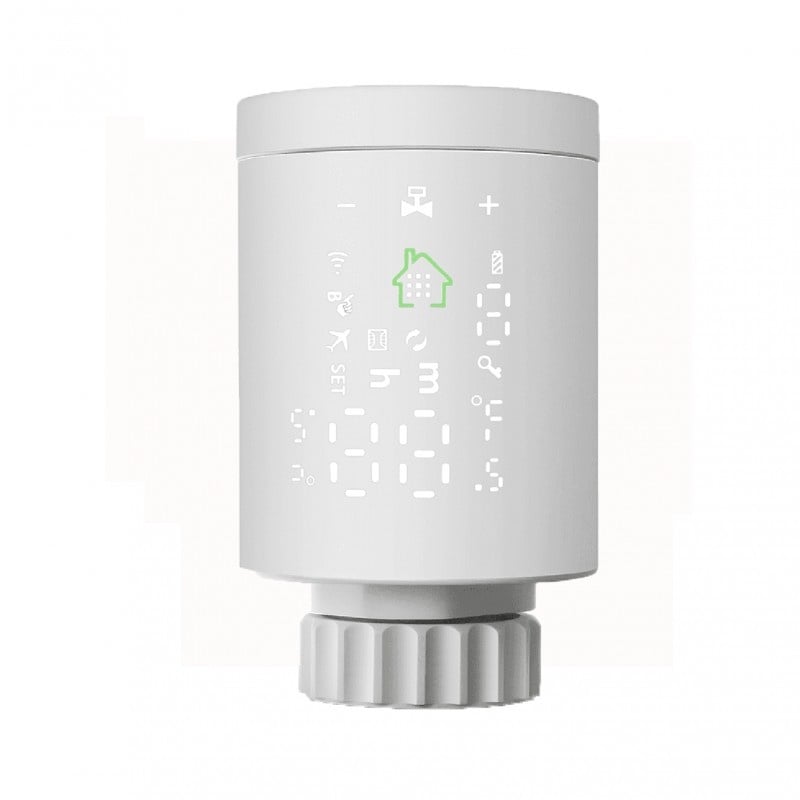 Cap Termostat Inteligent Calorifer Techstar® HY368, Smart, Ecran LED, Protocol ZigBee, Pentru Radiator, Cu Programare, Aplicatie Mobil, Adaptoare Incluse