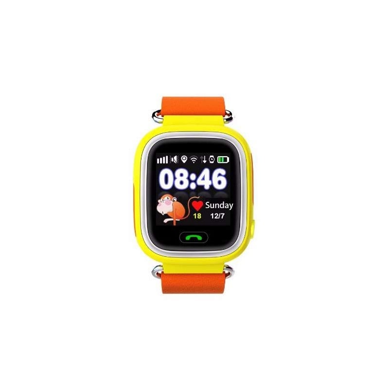 Ceas Smartwatch Copii Techstar® Q90, 1.22 inch IPS, Slot Cartela SIM, Bluetooth 4.0, Tracker GPS, AGPS, LBS, WIFI, Buton SOS, Apelare, Portocaliu