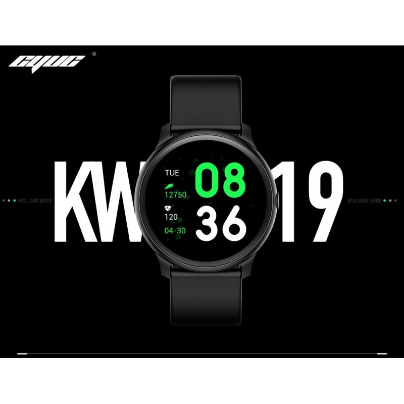 Ceas Smartwatch Techstar® KW19 Negru, 1.3 inch HD Rotund, Monitorizare Cardiaca, Tensiune. Oxigenare, Bluetooth 4.0 - 1 | YEO