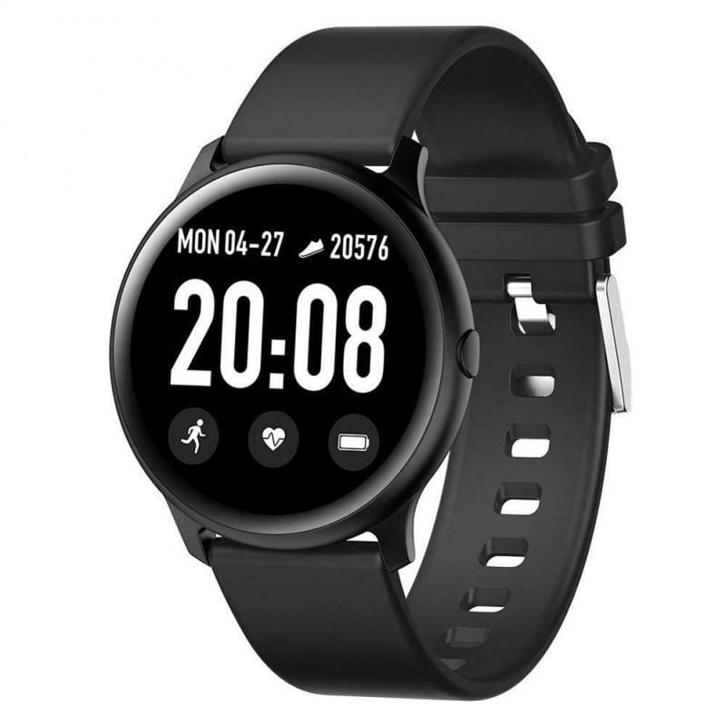 Ceas Smartwatch Techstar® KW19 Negru, 1.3 inch HD Rotund, Monitorizare Cardiaca, Tensiune. Oxigenare, Bluetooth 4.0