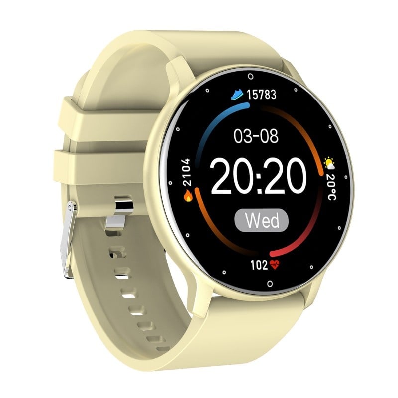 Ceas Smartwatch Techstar® ZL02, Ecran 1.28 Inch TFT, Bluetooth 4.0, Notificari Apeluri/Mesaje, Monitorizare Fitness, Ritm Cardiac Si Tensiune Arteriala, Compatibil IOS/Android, Beige - 1 | YEO