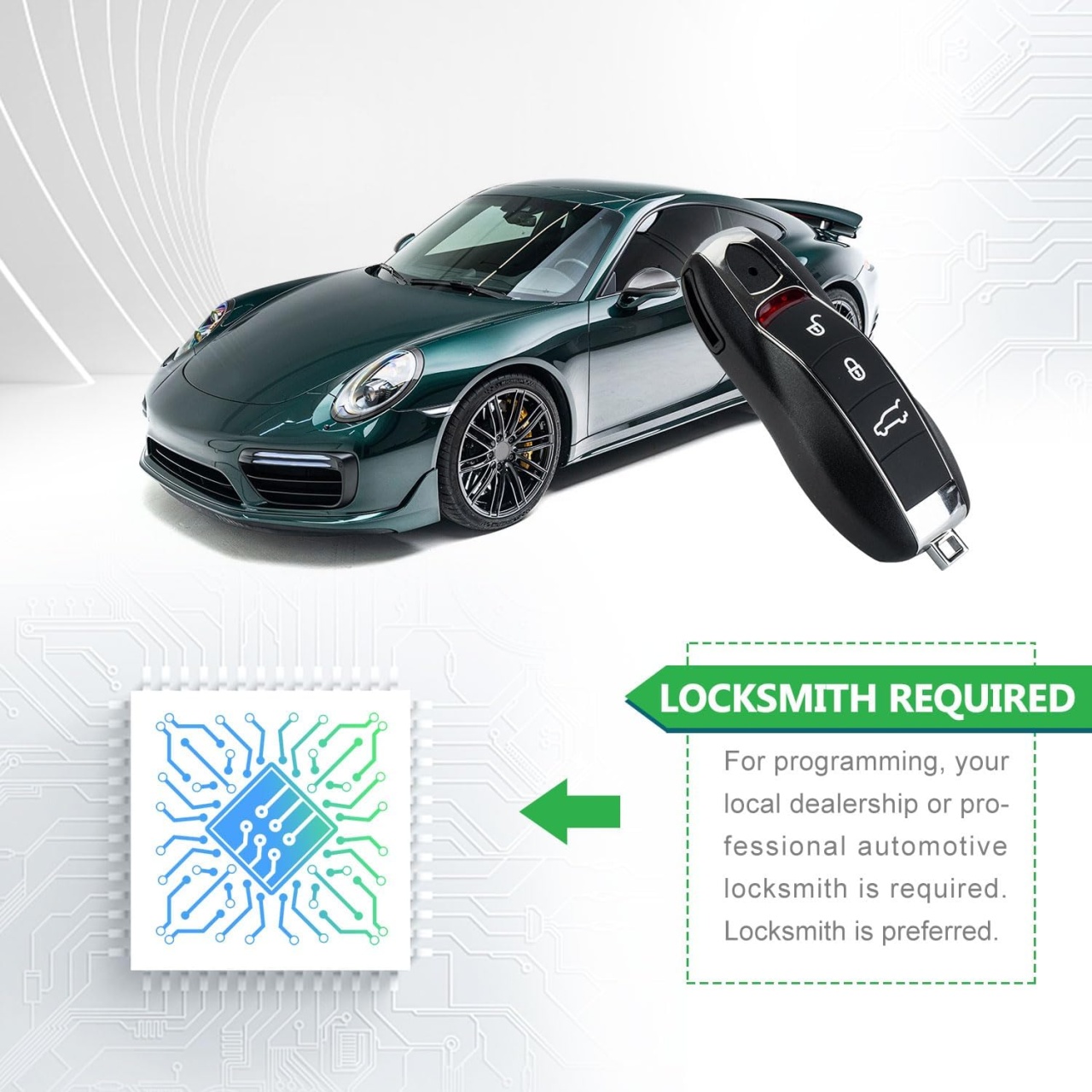 Cheie Auto Completa Programabila, compatibila Porsche Cayenne, 911, Boxster – 3 butoane, FCC KR55WK50138 / KR55WK50136, cu cip si baterie - 3 | YEO