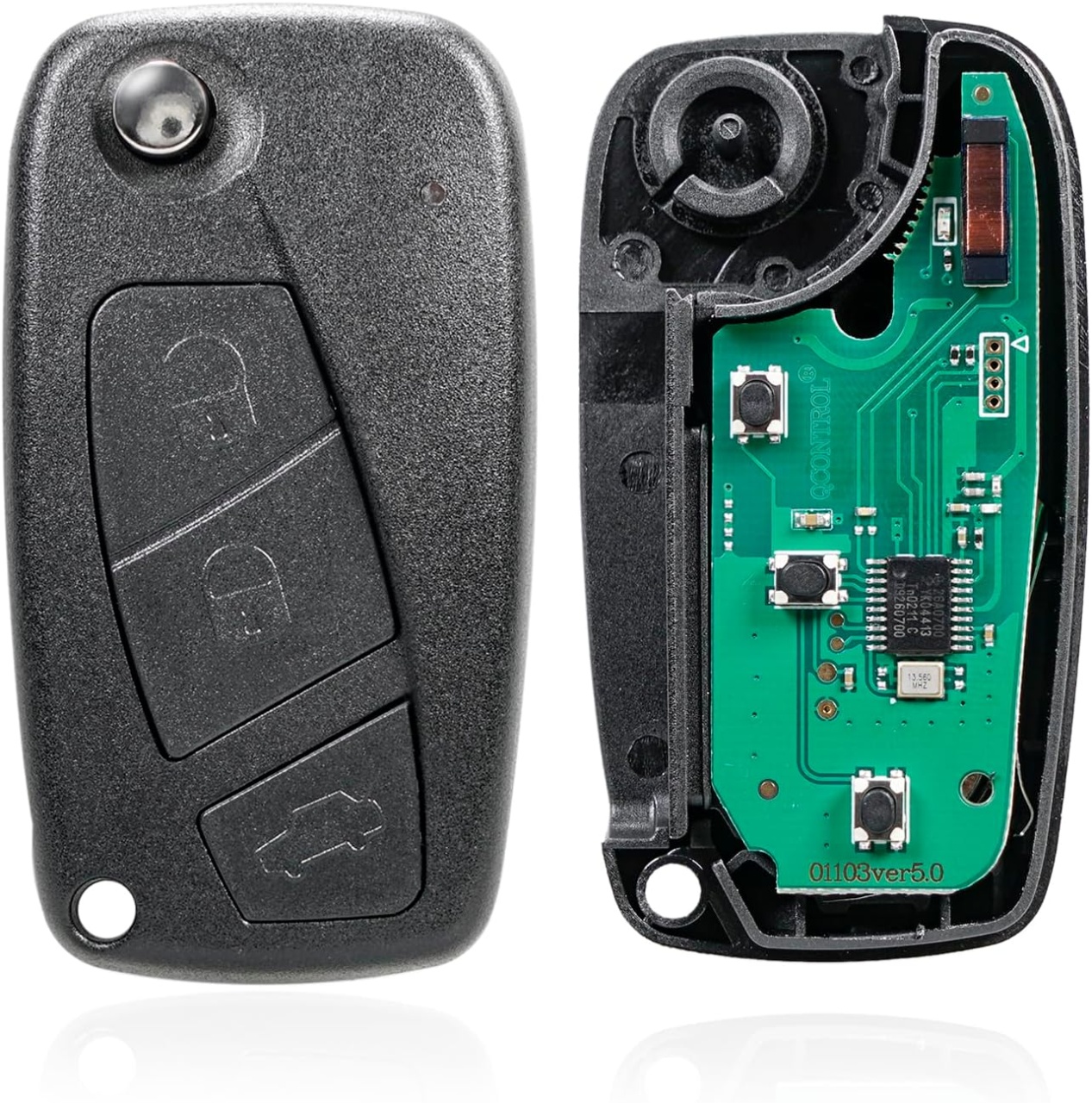 Cheie Auto Programabila Completa 433MHz, cu 3 butoane, compatibila Fiat Qubo, Fiorino, Doblo, Punto, Citroen Nemo, Peugeot Bipper – cip ID46/PCF7946, sistem Delphi - 1 | YEO