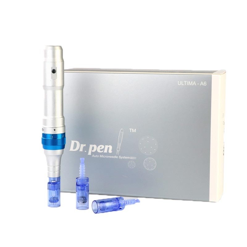 DermaPen Techstar® Dr Pen A6, 2 Capete de Rezerva, Ace Otel Inoxidabil, Regenerare Piele, Lifting, Viteza Reglabila, 2 Acumulatori, 1000mAh