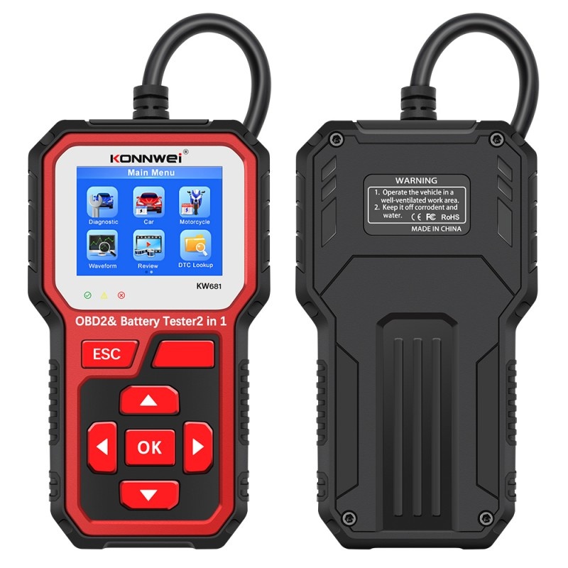 Diagnoza si Tester Baterie Auto 2in1 Konnwei KW681, 6V si 12V, Testare Tensiune, Pornire la Rece, Rezistenta, Stadiu Incarcare, ACID/AGM/EGL/EFB, Compatibil Android si iOS - 2 | YEO