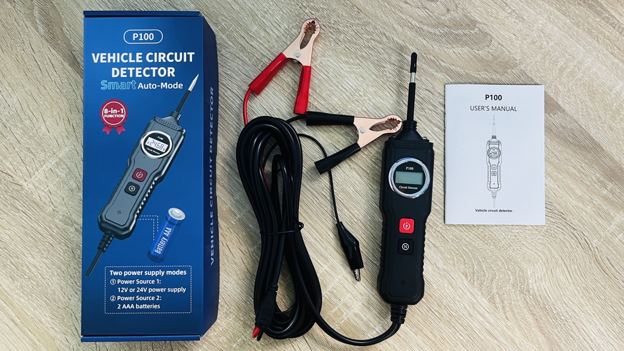Dispozitiv Profesional Testare Circuite Auto Techstar® YM-P100, Multimetru Inteligent cu Ecran LCD, 107V, Detectie Tensiune si Continuitate