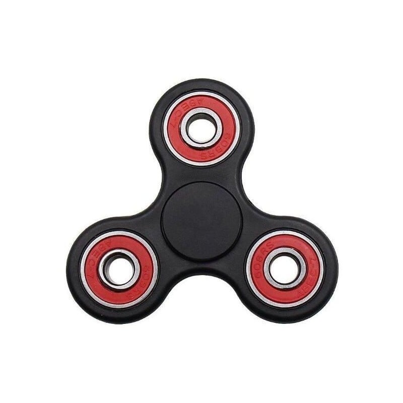 Fidget Spinner Metalic din Aluminiu Negru cu Role Rosii