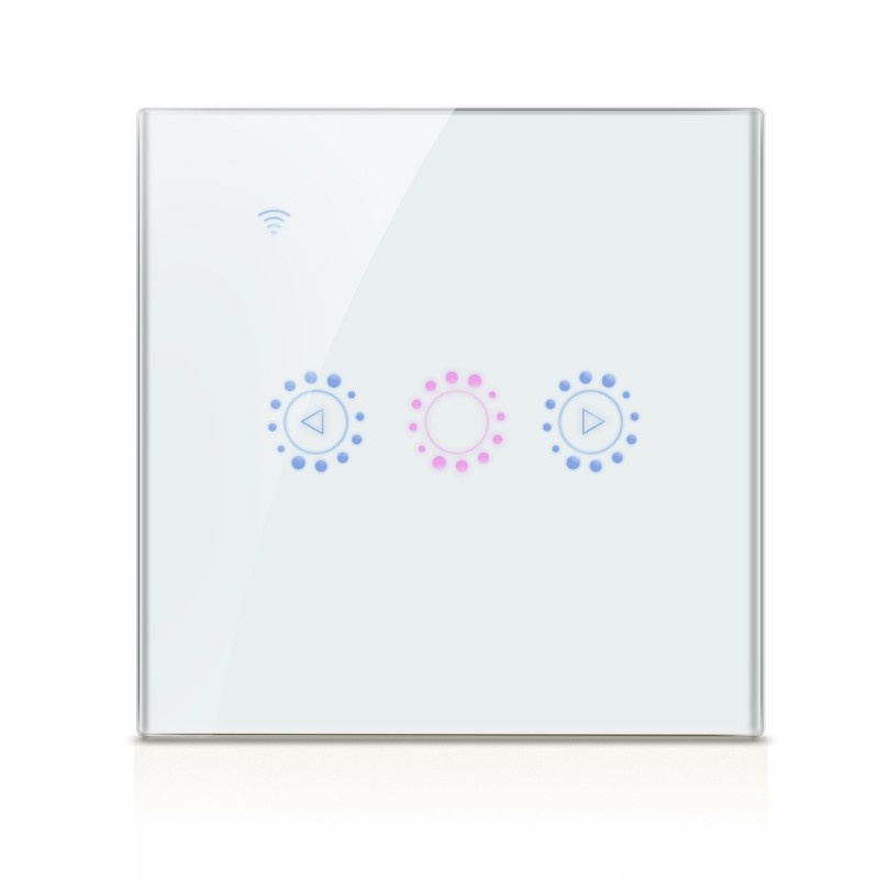 Intrerupator Smart Touch Techstar®, Wireless 2.4GHz, Dimmer, Sticla Securizata, Design Modern, Iluminare LED, 1 Faza, cu NUL, Alb