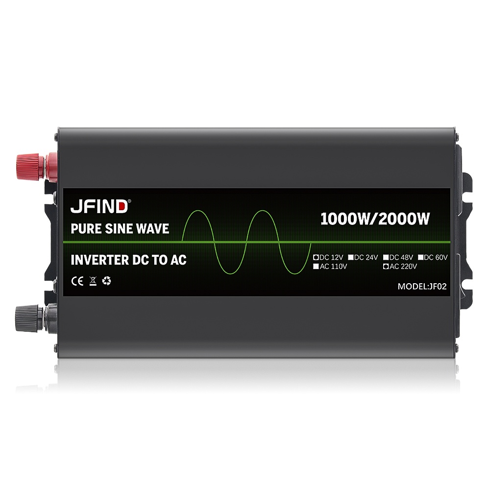 Invertor auto JFIND JF02, unda sinusoidala pura, 12V la 220V, 1000W continuu, 2000W varf, afisaj LCD, protectii multiple, ideal pentru auto, rulote, unelte, aparate sensibile - 1 | YEO