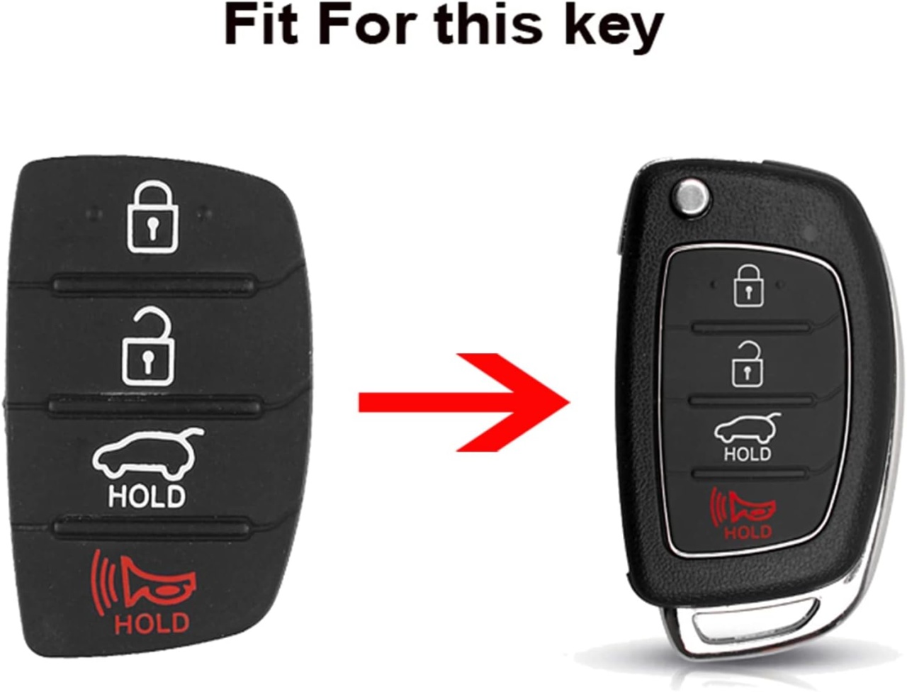 Membrana Cauciuc Butoane Cheie Auto 4 Butoane Compatibila Hyundai Tucson, Santa Fe, ix45, Sonata, i40 – Pad Inlocuire Taste Telecomanda - 3 | YEO