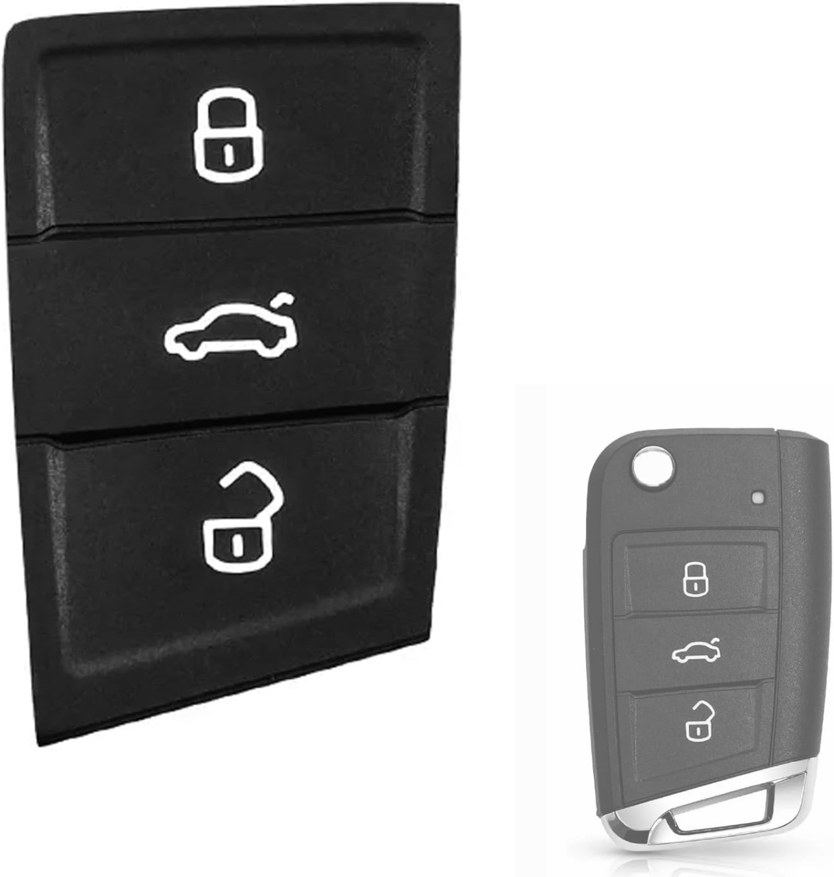 Membrana Cauciuc Butoane Cheie Auto VW Golf 7, Polo, Seat Leon, Ibiza, Ateca, Skoda Kodiaq, Karoq, Fabia – Pad Cheie 3 Butoane Compatibil Modele VAG