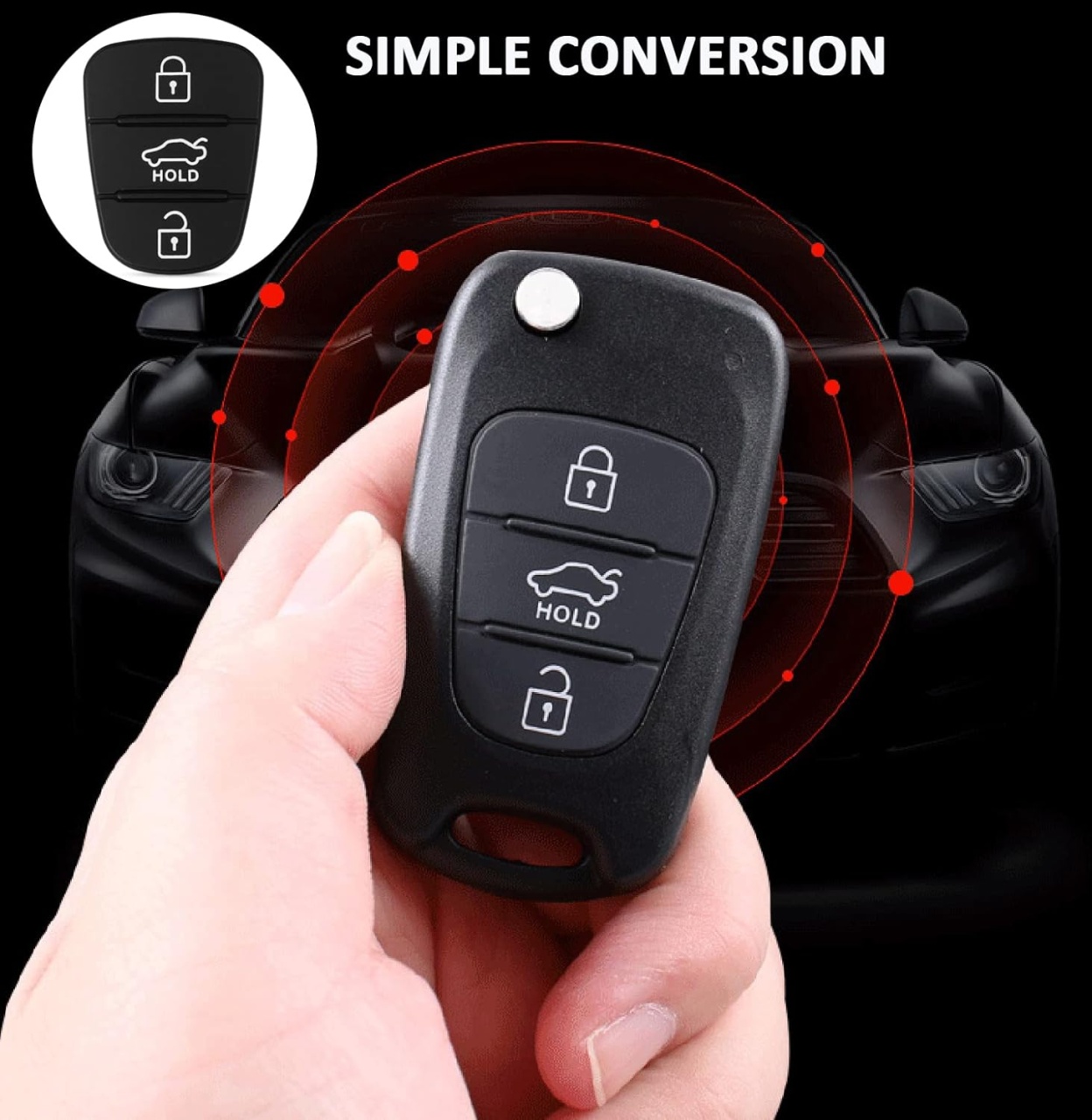 Membrana Cauciuc Cheie Auto cu 3 Butoane – Compatibila Hyundai i10, i20, i30, ix35, Kia Ceed, Rio, Sportage, Venga – inlocuire pad telecomanda - 1 | YEO