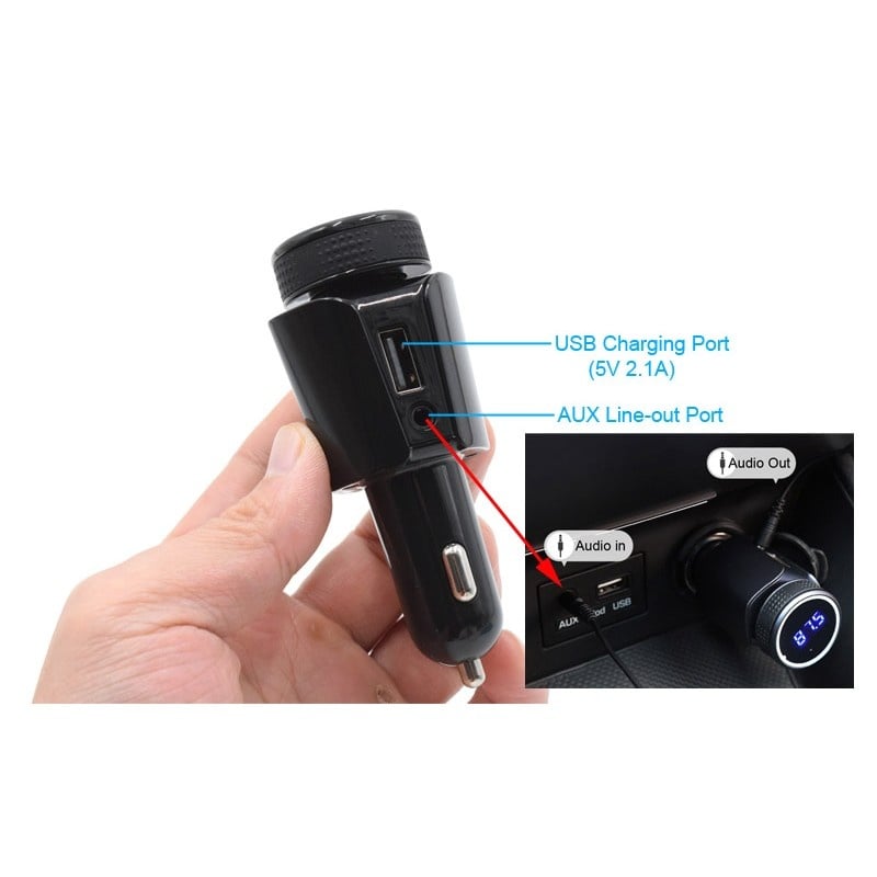 Modulator FM Auto T18 Hands-Free Car Kit Bluetooth MP3 Player Wireless Design Slim - 1 | YEO