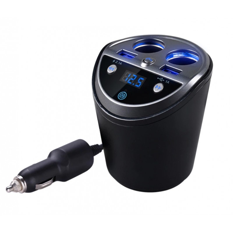 Modulator Fm Auto Tip Pahar A18S cu Display Led, Bluetooth 4.0, Car Kit MP3, cu Dual USB si Dual Charge