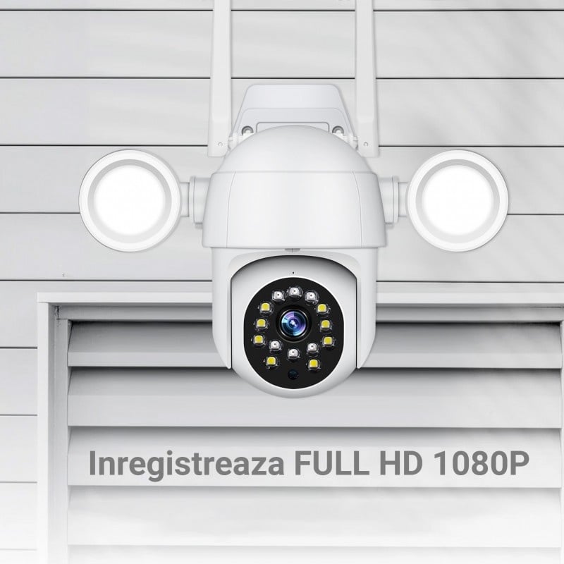 Resigilat Camera Supraveghere PTZ Techstar® D16B, 2MP, FullHD, Lumina IR si Proiector LED, Control Vertical + Orizontal, Audio Bidirectional, Detectarea Miscarii, ONVIF, P2P, Cloud, Slot MicroSD, Auto-Tracking - 3 | YEO