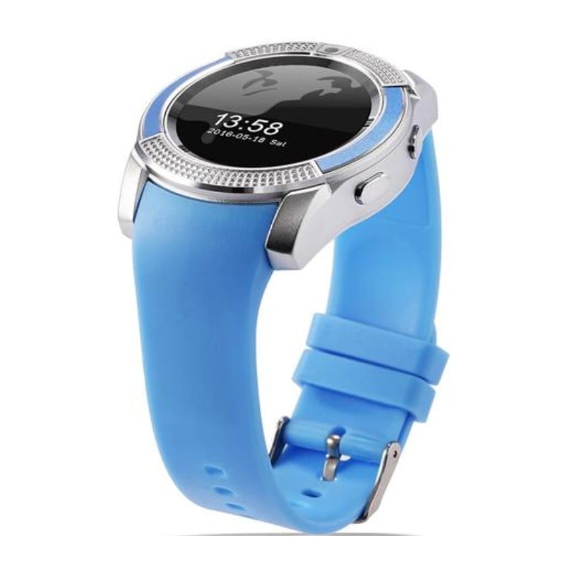 Resigilat Ceas Smartwatch V8 Albastru HandsFree Bluetooth 3.0 Micro SIM Android Camera 1.3MP - 1 | YEO