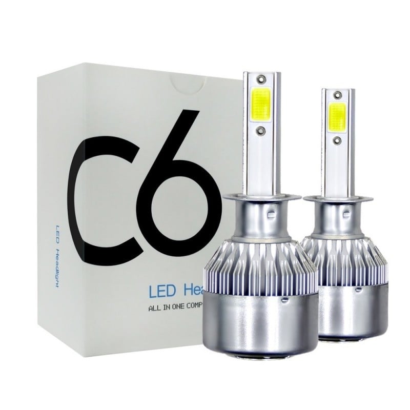 Resigilat Set 2 LED-Uri Auto Techstar® C6, H1, 36w, 3800 Lumeni, 6500K, AUTO, 12-24 Volti, COB