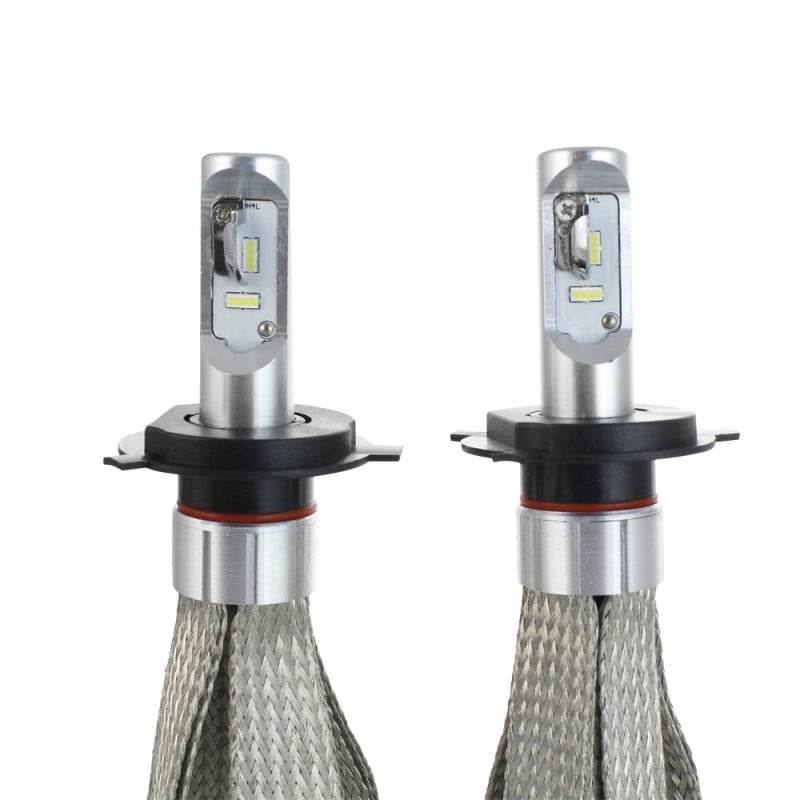 Set 2 LED-uri Auto Techstar® 8C, H4, 30w, 3000 Lumeni, 6500K, AUTO, 12-24 Volti, COB, Radiator Aluminiu si Cupru - 1 | YEO