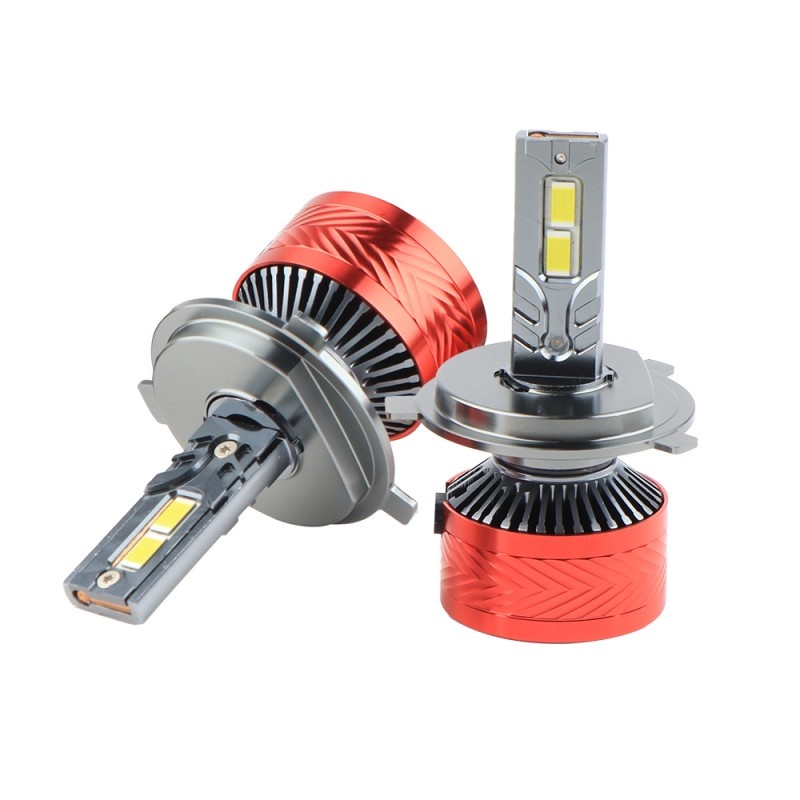 Set 2 LED-Uri Auto Techstar® P14, H4, 120W, 18000 Lumeni, 6000K, 12-24V, Unghi Fascicul 360°, CSP 3570, Canbus, Radiator Aluminiu, Racire Cooling Tech, Argintiu - 1 | YEO