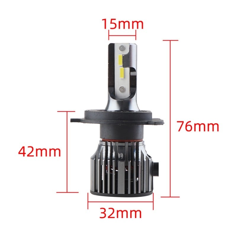 Set 2 LED-Uri Auto Techstar® PN-V7, H4, 52W, 9000 Lumeni, 6500K, 9-24V, Unghi Fascicul 360°, CSP 1860, Canbus, Radiator Aluminiu, Racire Cooling Tech, Argintiu - 3 | YEO