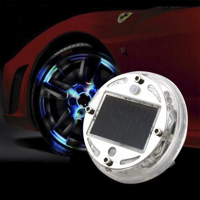 SET COMPLET 4 Capacele Jante Auto LED MULTICOLOR CU INCARCARE ENERGIE SOLARA TUNING