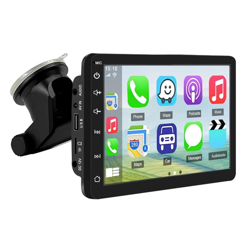 Sistem Multimedia Techstar® Apple Carplay/Android 7095P, Ecran Tactil, 7 Inch 1080P Full HD, Bluetooth, Mirror Link/Card TF/USB/AUX, Negru - 1 | YEO