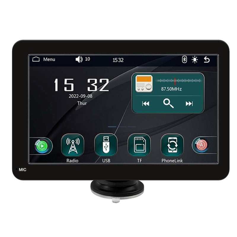 Sistem Multimedia Techstar® Apple Carplay/Android 7096, Ecran Tactil, 7 Inch 1024x600 HD IPS, Bluetooth, Mirror Link, Card TF, USB, AUX, Negru - 3 | YEO