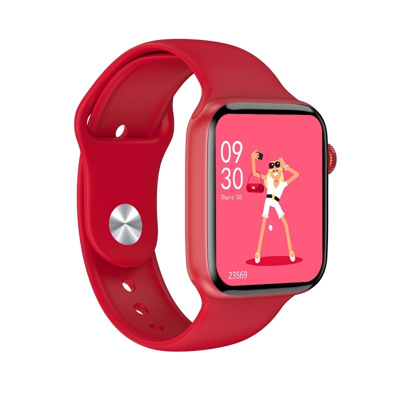 Poze Smartwatch Techstar® HW18, Ecran Touch HD 1.6 inch, Bluetooth 5.2, Senzor Tensiune, Puls, Oximetru, 2 Bratari, Silicon si Textil, Rosu