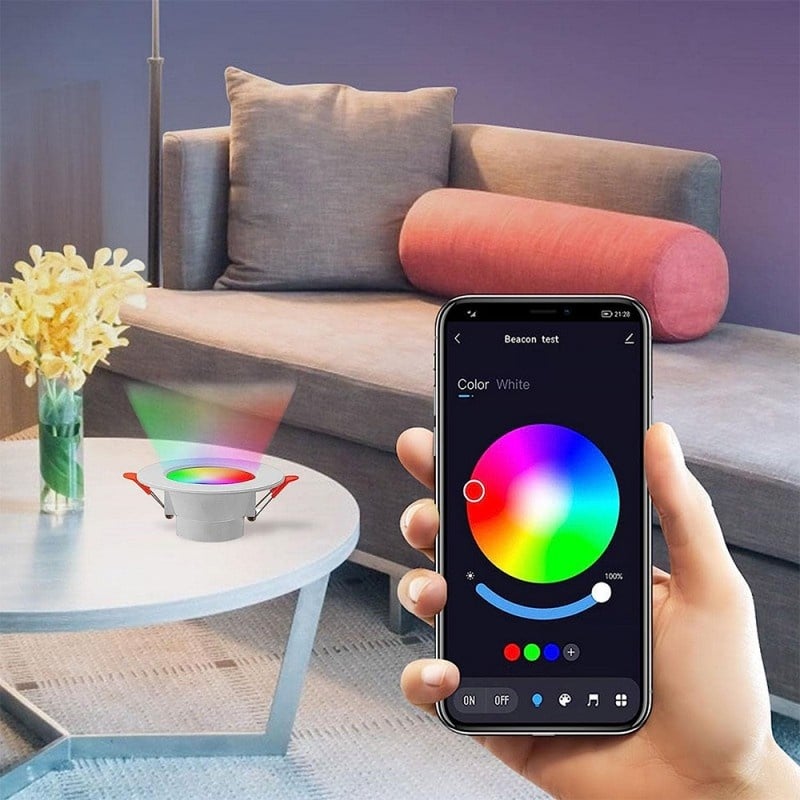 Spot Led RGB inteligent Techstar® ,9W, 2700-6500K, Control vocal, compatibil cu Amazon Alexa si Google Home, WiFi 2.4 GHz, Alb - 3 | YEO