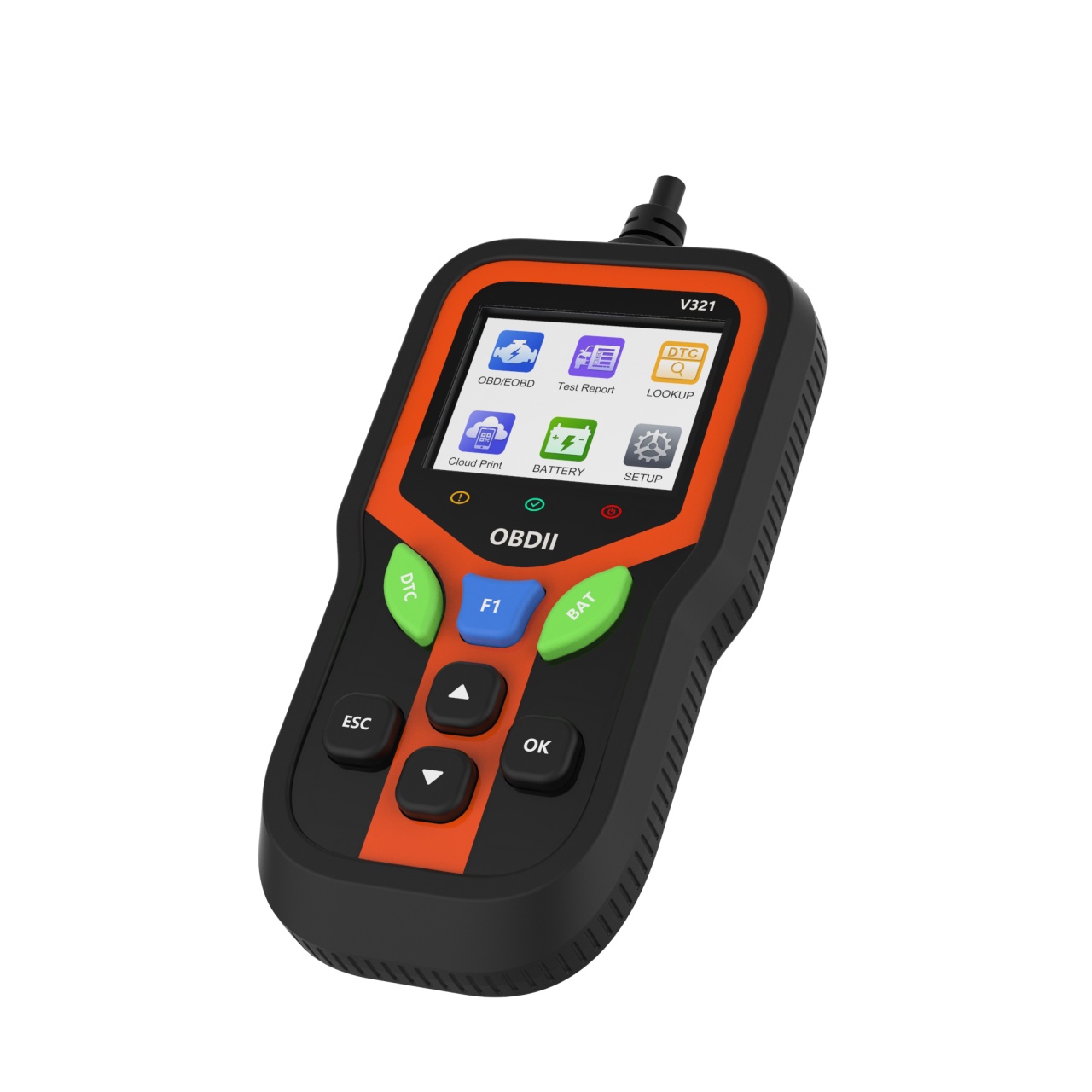 Tester diagnoza auto Techstar V321 OBD2 cu functii avansate test baterie, citire/sterge erori motor, flux de date, detectare sonda O2, raport QR, ecran color - 1 | YEO