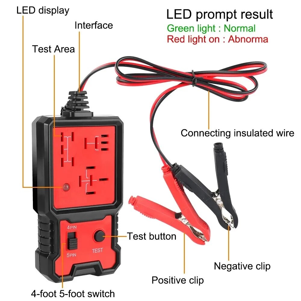 Tester pentru Relee Auto cu Indicator LED, Techstar® CNBJ707, Compatibil 4 și 5 Pini - 1 | YEO