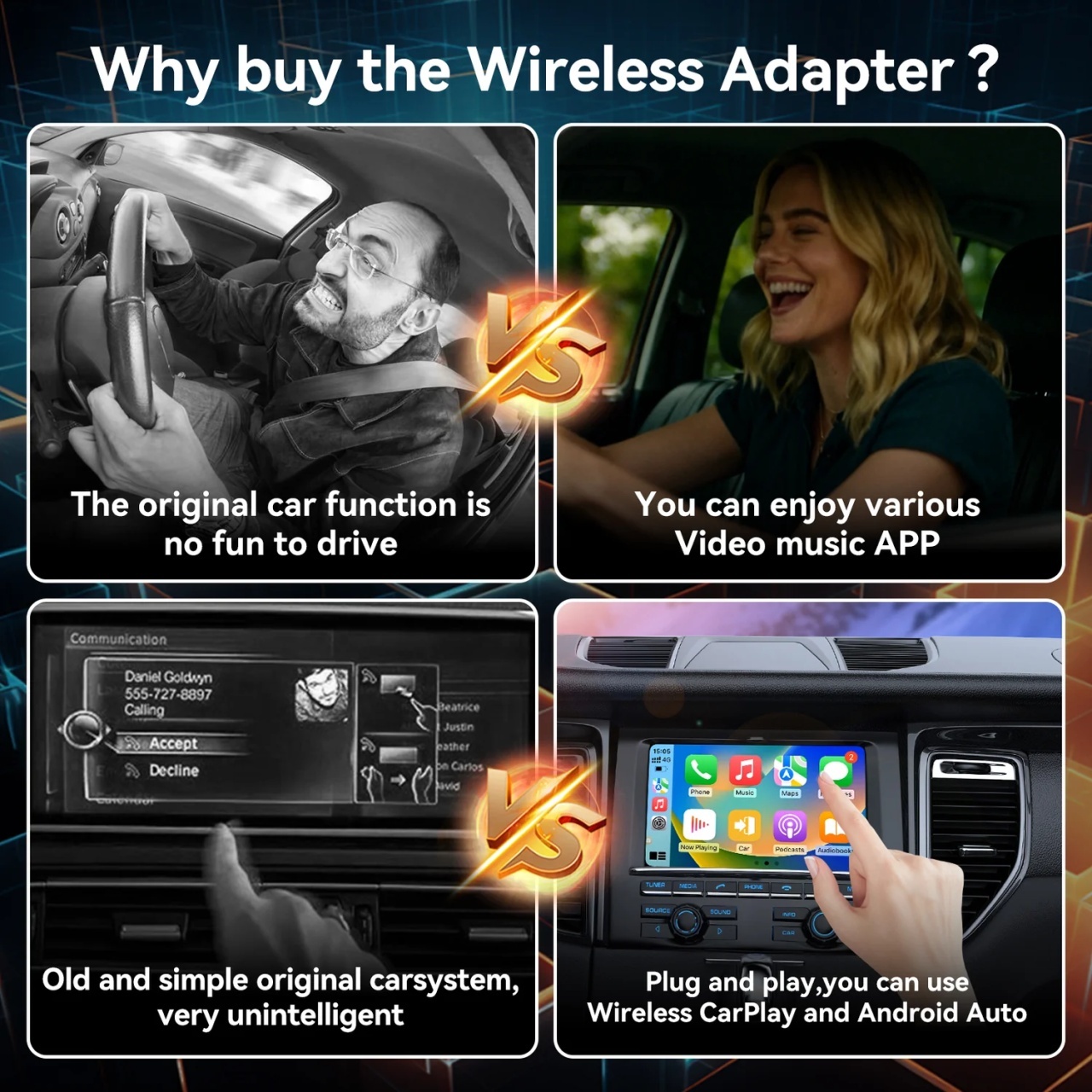 Adaptor Wireless CarPlay & Android Auto 2-in-1 Techstar® B12, USB Compact, Bluetooth 5.3 + Wi-Fi 5.8GHz (5G), Plug & Play, Buton Control/Reset + LED, Conectare Automata - imagine 3