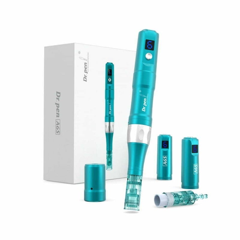 Aparat Pentru Tratament Facial DermaPen Techstar® Dr Pen Ultima A6S Professional Plus, 2 Capete de Rezerva, Ace Otel Inoxidabil, Regenerare Piele, Lifting, Viteza Reglabila, 2 Acumulatori, 1200mAh