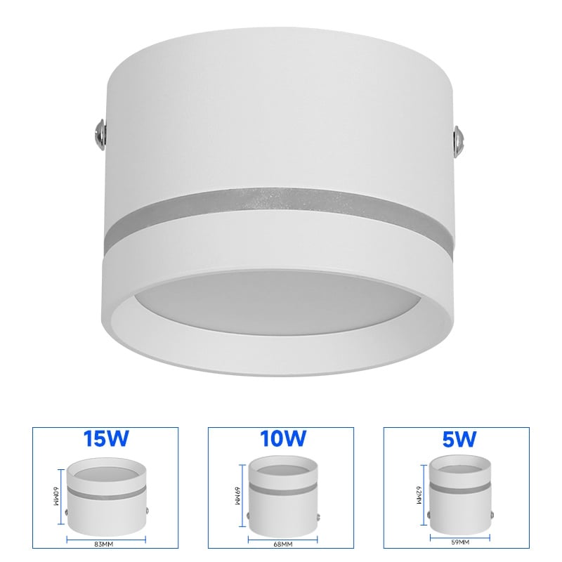 Aplica de Tavan Techstar® LED 5W, Alba, 6500K, Corp Aluminiu, Design Cilindric, Rezistenta la Umiditate, IP44 - 1 | YEO