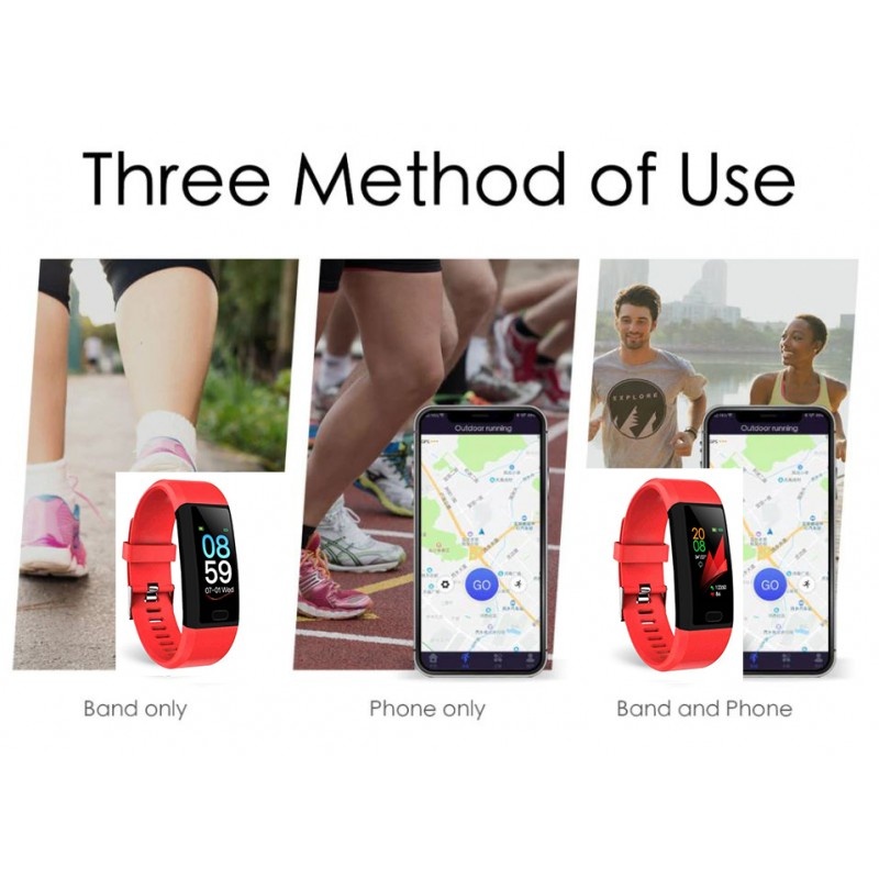 Bratara Fitness Smartband Techstar® T12 Waterproof IP65, Bluetooth 4.2, Compatibila Android & iOS, Display TFT 1.14