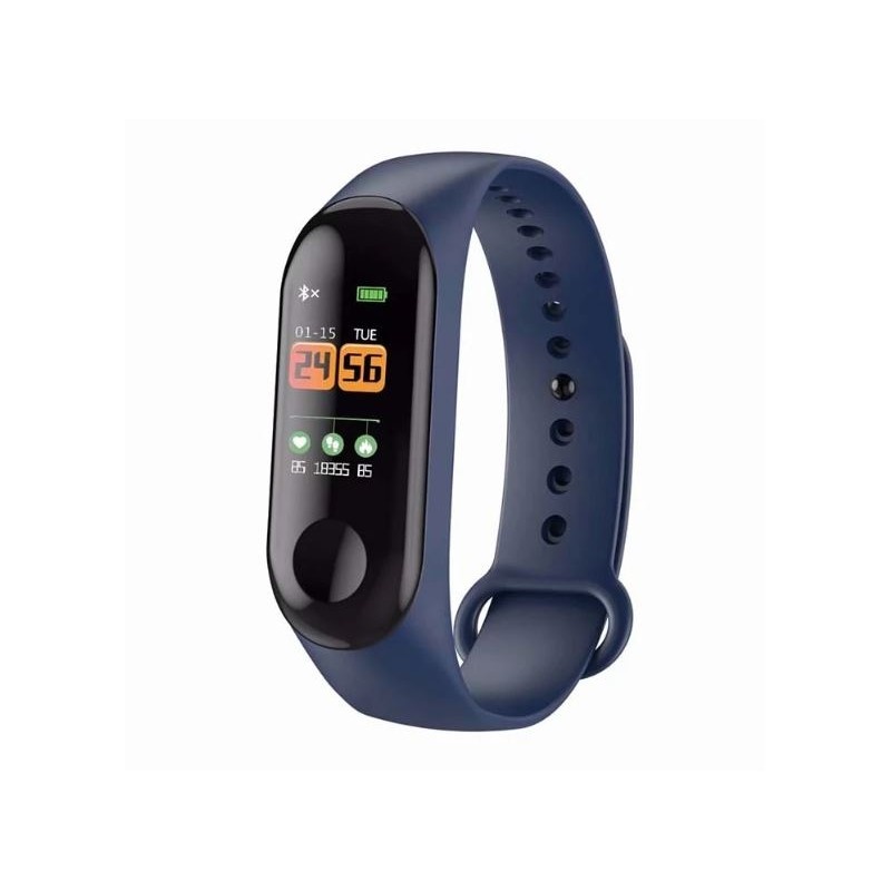 Bratara Smart Fitness Techstar® M3 Plus , Unisex, Monitorizarea Sangelui si Ritmului Cardiac, Albastru Inchis