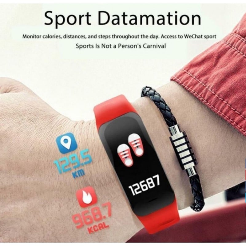 Bratara Smart Smartband Techstar® C1 Fitness, Waterproof IP65, BT4.0, OLED Color, Rosu - 2 | YEO