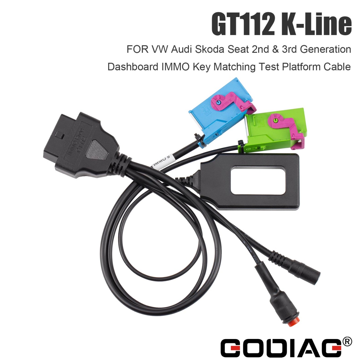Cablu GODIAG GT112 K-Line pentru testare IMMO si sincronizare chei, compatibil VW, Audi, Skoda, Seat, generatia 2 si 3, conectare la ceasuri de bord, OBD2 - imagine 2