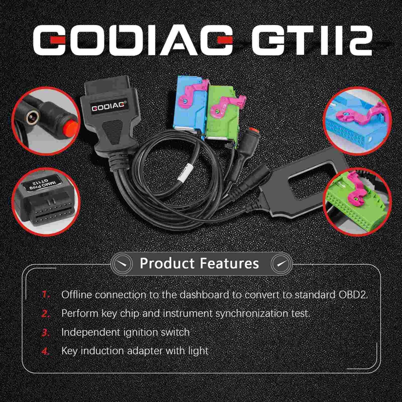 Cablu GODIAG GT112 K-Line pentru testare IMMO si sincronizare chei, compatibil VW, Audi, Skoda, Seat, generatia 2 si 3, conectare la ceasuri de bord, OBD2 - imagine 12
