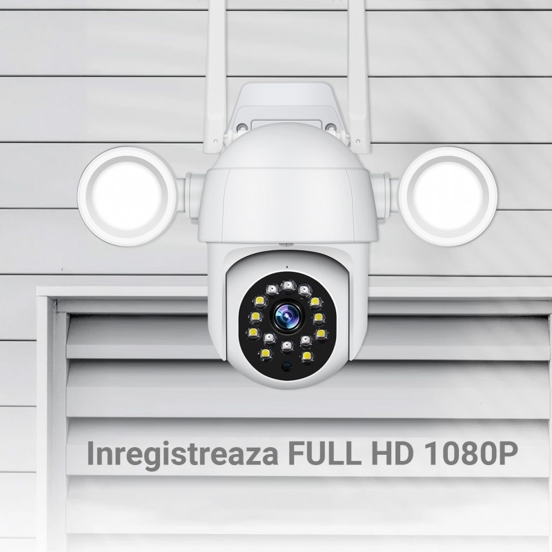 Camera Supraveghere PTZ Techstar® D16B, 2MP, FullHD, Lumina IR si Proiector LED, Control Vertical + Orizontal, Audio Bidirectional, Detectarea Miscarii, ONVIF, P2P, Cloud, Slot MicroSD, Auto-Tracking - 3 | YEO