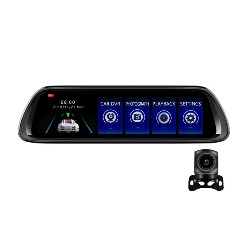 Camera Video Auto Oglinda DVR Dubla FullHD Techstar® K62, Unghi 170°, Display IPS LED 10