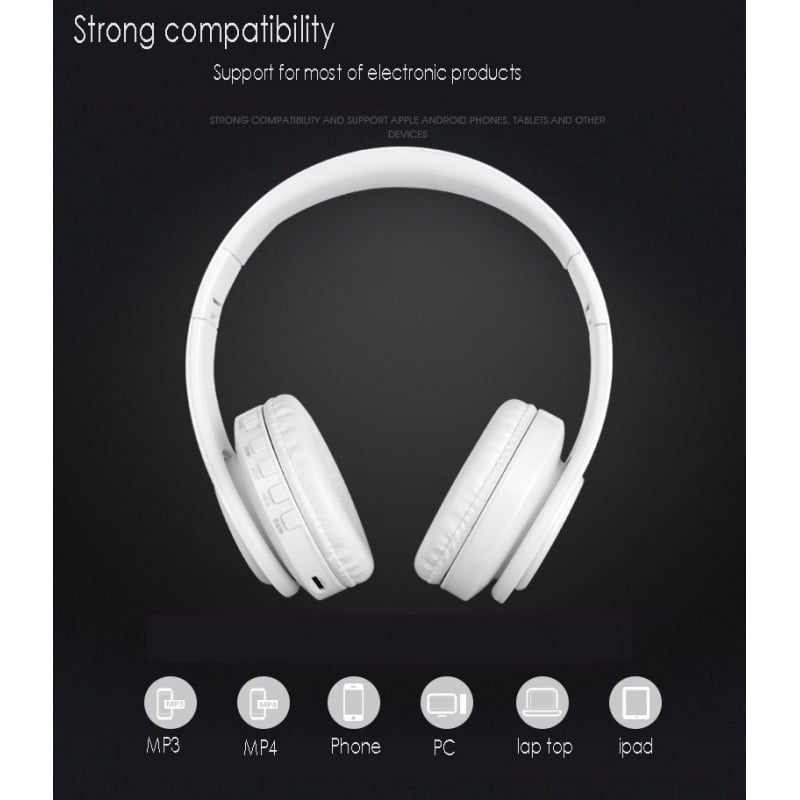 Casti Bluetooth Wireless W802 ALB Over Ear Pliabile Sport cu microfon incorporat - 1 | YEO