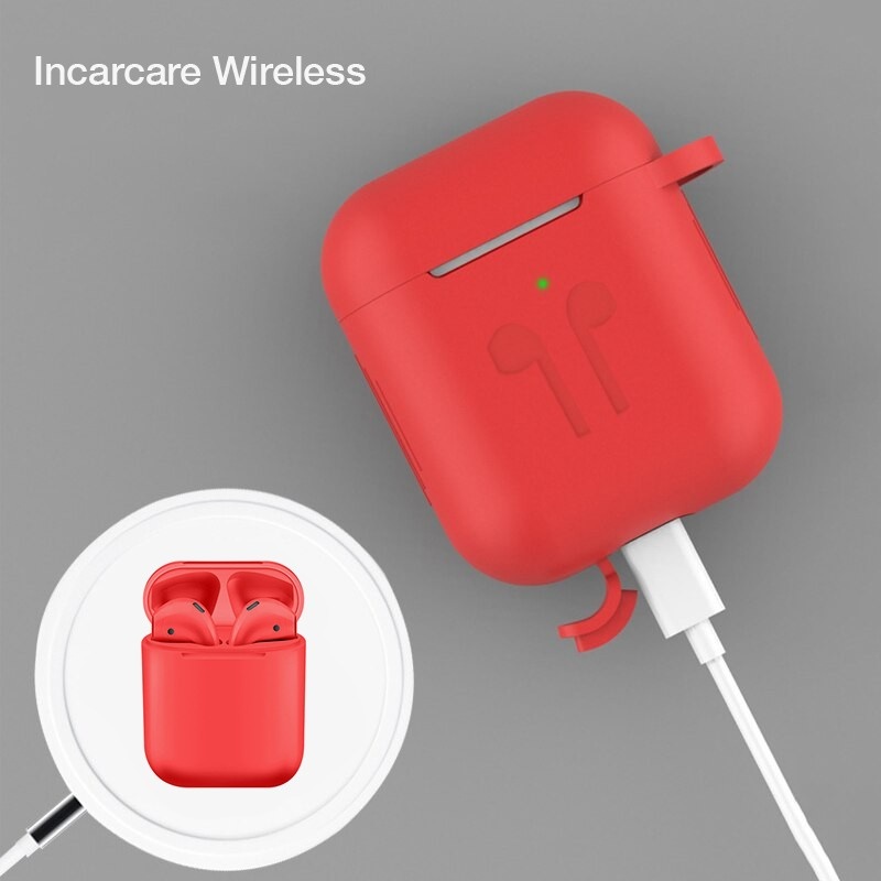 Casti i9000 TWS AIR 2 Techstar®, Bluetooth 5.0, Wireless QI, Pentru Android si iOS, Rosu, Rezistente la Apa