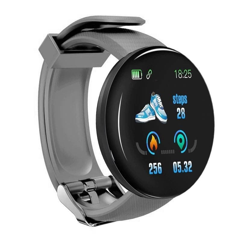 Ceas Smartwatch Techstar® D18, 1.3inch OLED, Bluetooth 4.0, Monitorizare Tensiune, Puls, Oxigenarea Sangelui, Waterproof IP65, Gri